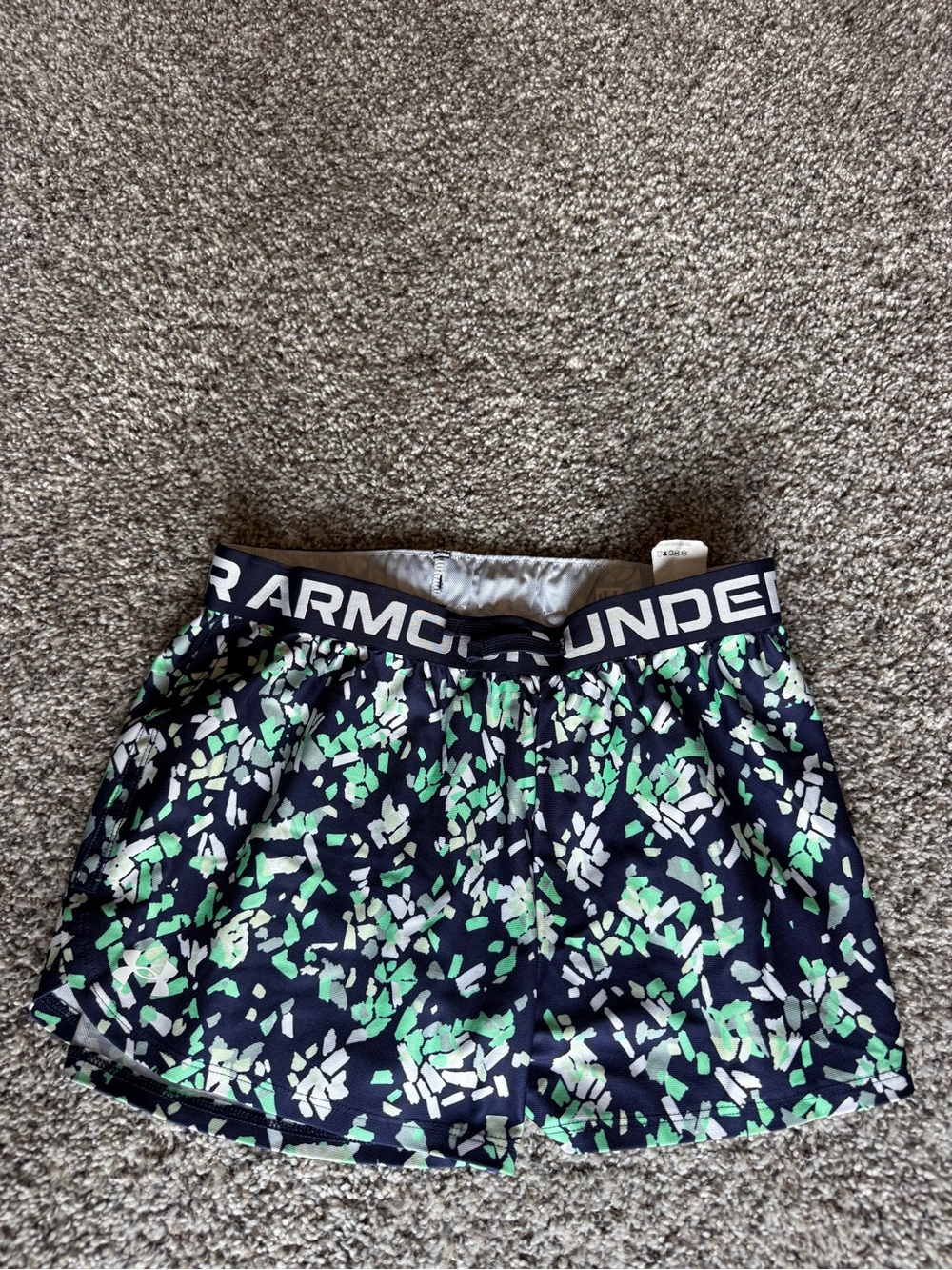 Under Armour Navy Floral Active Shorts - Green & White Print
